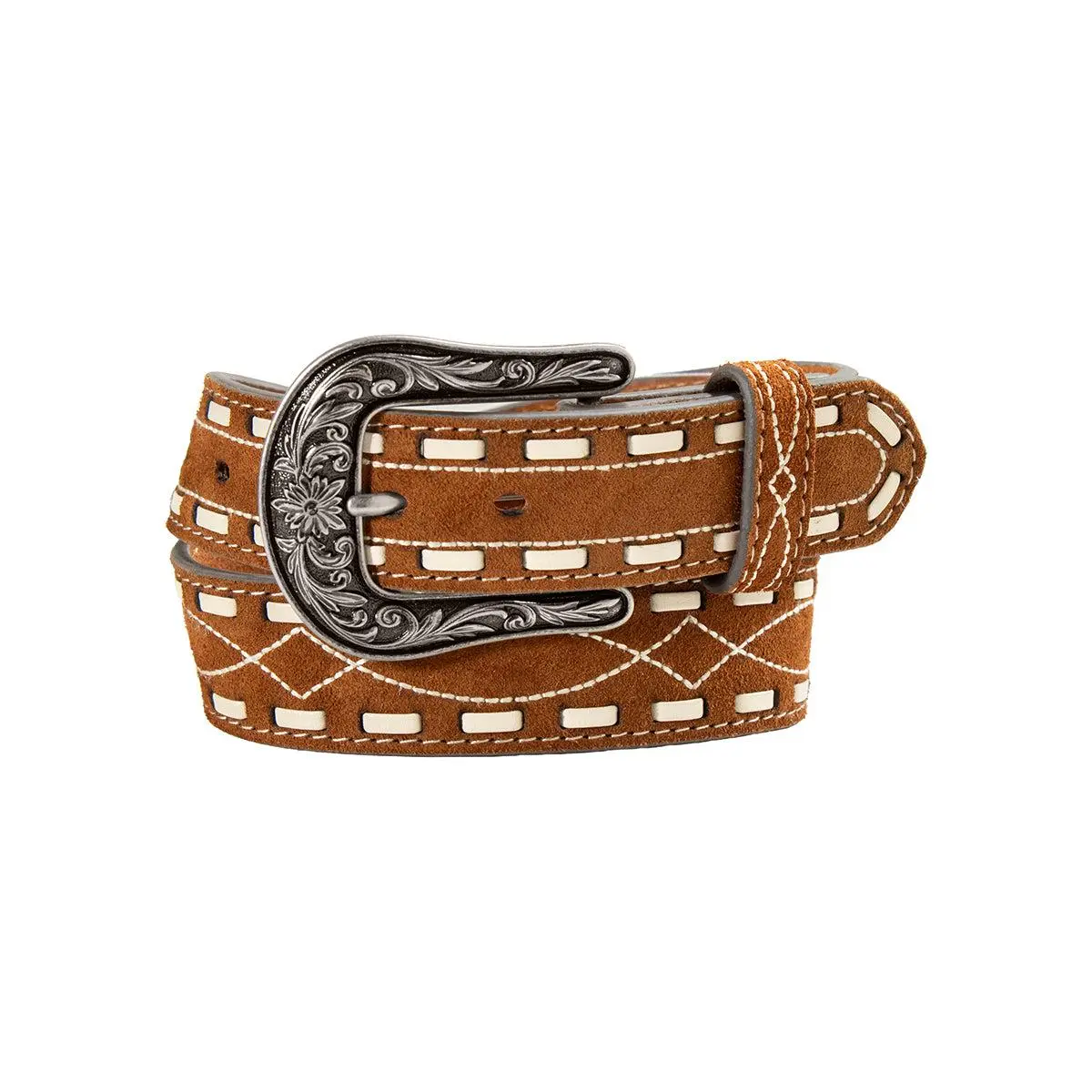 Nocona Girls Roughout Boot Stitch Belt in Rust