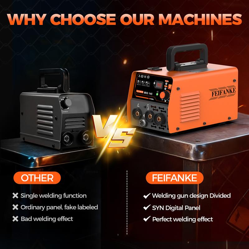 FEIFANKE MIG145Amini Welder,3-in-1 MIG/ARC/Lift TIG mig welder machine,110v IGBT Inverter synergic control ARC /MMA Welding Machine, protable LED Digtital Display Gasless Welding machine,For Repair Work &.DIY work