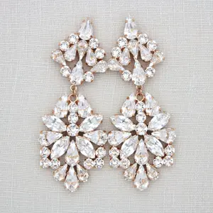 Statement Bridal Crystal Earrings - SADIE