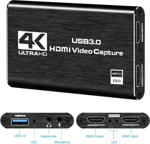 4K HDMI Capture Card for Streaming, Full HD 1080P 60FPS USB Cam Link Game Audio Video Capture Card Nintendo Switch/PS5/3ds/Xbox/PS4 (Black)