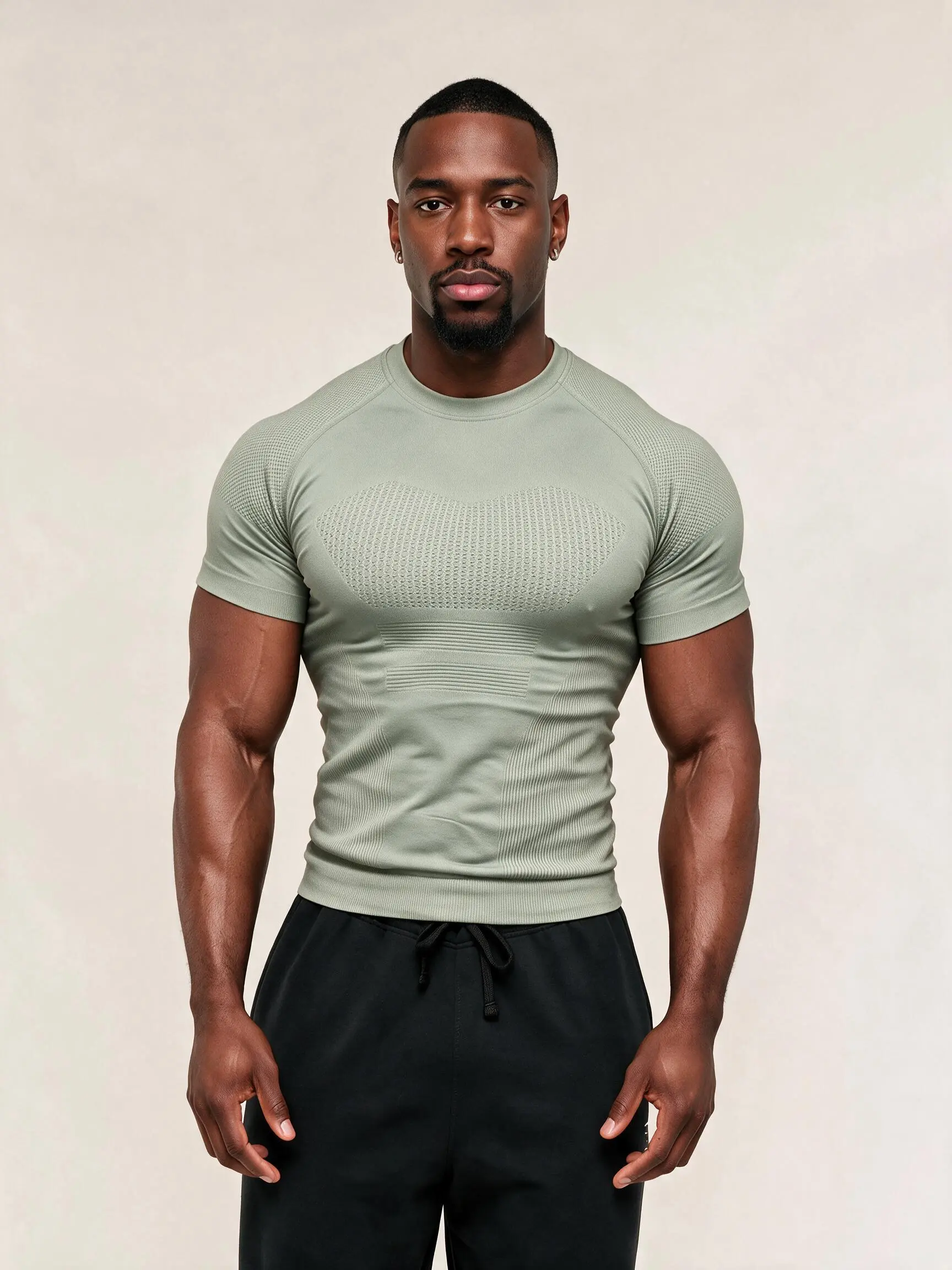 Men's Plain Seamless Short Sleeve Compression Shirt - Athletic Fit, High Elasticity, Moisture-Wicking, Quick-Dry, Muscle-Hugging Top for Gym, Running