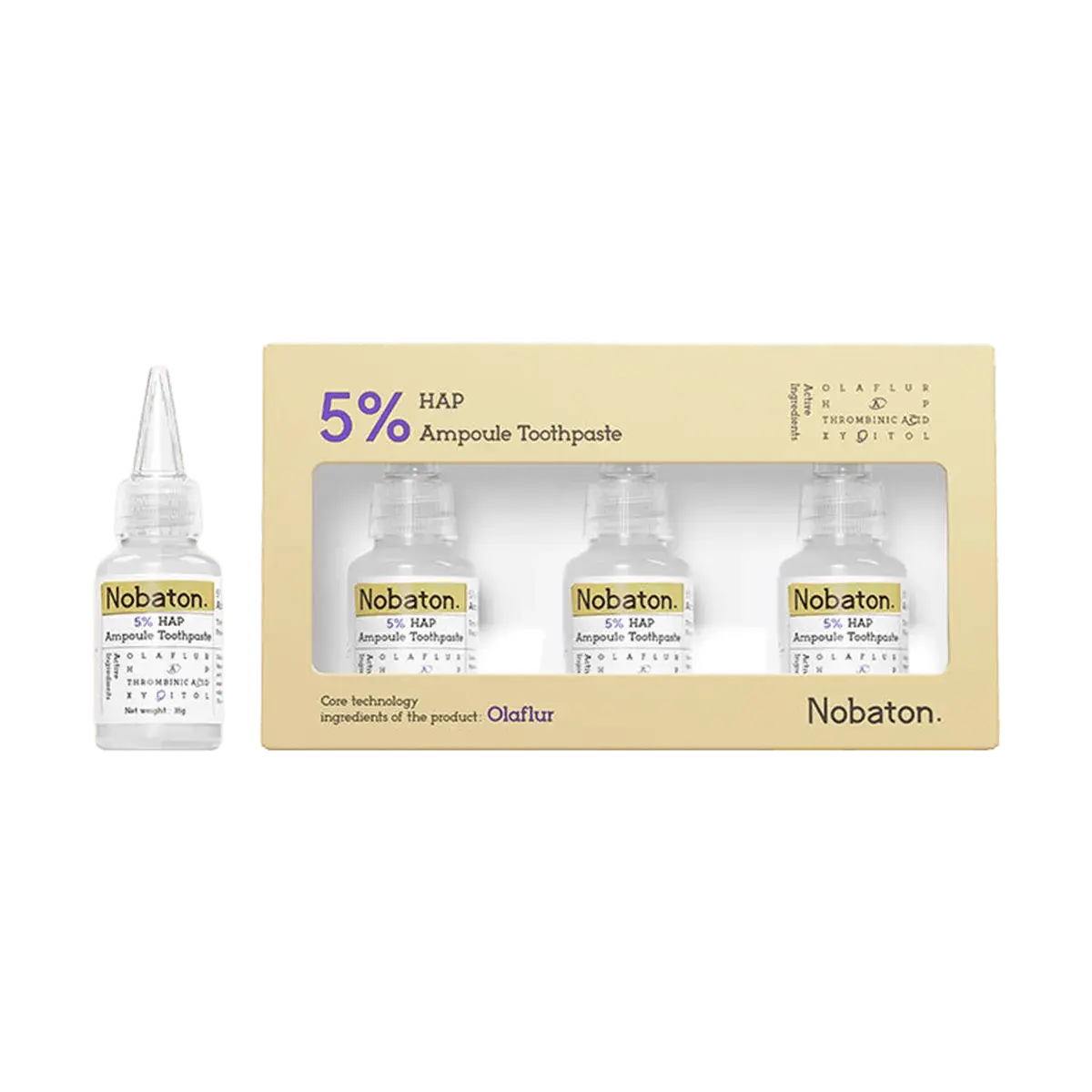 Nobaton 5% HAP Toothpaste, 3-Pack (35g Each), Camellia Flavor, Gentle Enamel Repair Toothpaste for Oral Care