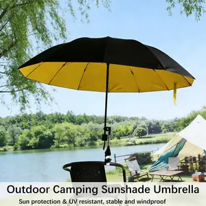 Outdoor Camping Shade Umbrella with Clip, Beach Gear, Essential for Camping, 49-Inch UV Protection, Rain and Sun Use, Ideal for Travel