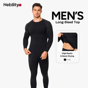 【Clearance】Nebility Men's Sports Outdoor Sweat Underwear Set Fitness Compression Quick-Drying Long-Sleeved Sports Set Base Layer Set