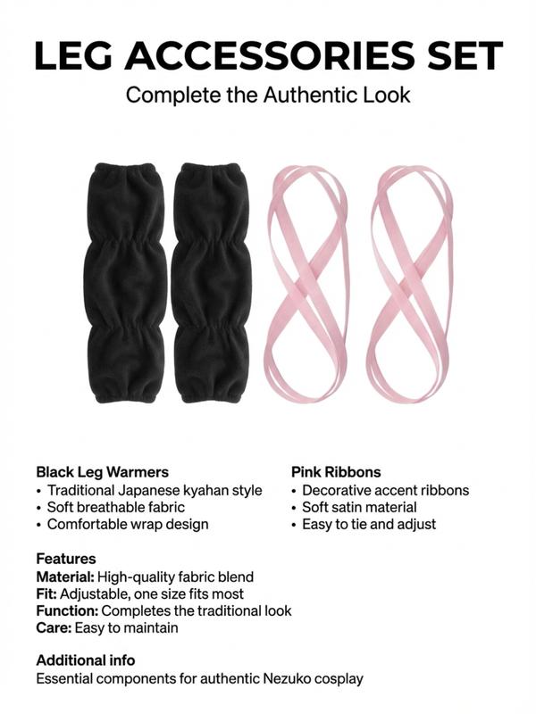 Demon Slayer Nezuko Cosplay Costume Set, Complete Anime with Kimono Bamboo Props, Halloween Cosplay for Women