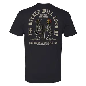 Mens Graphic Tee The Wicked Will Look Up Quote Print Casual Design T Shirt Streetwear Style Crewneck Short Sleeve Soft Cotton Breathable Comfortable Fit Relaxed Fit Daily Wear Retro Military Inspired Dark Humor Trendy Aesthetic Fashion Top Gift Idea