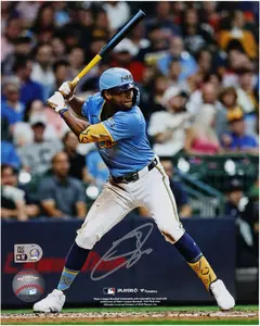 Jackson Chourio Milwaukee Brewers Autographed 8" x 10" Hitting Photograph - Fanatics Authentic Certified
