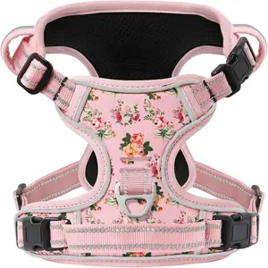 No Pull Dog Harness – Easy-On No Overhead Design with 3 Snap Buckles, Reflective Oxford, No-Choke Soft Padded Vest, Front & Back Metal Leash Clips – for Small, Medium, Large Dogs