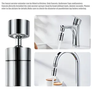 Solid Brass 360° Swivel Faucet Nozzle Dual Modes Water Saving Anti-Splash Extender Easy Install Omni-Directional Rotation Pressure Boost Non-Threaded Universal Design outdoorfun