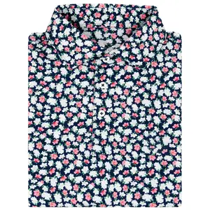 The Azalea Admiral Navy Pattern Golf Polo Shirt Short Sleeve Print Menswear