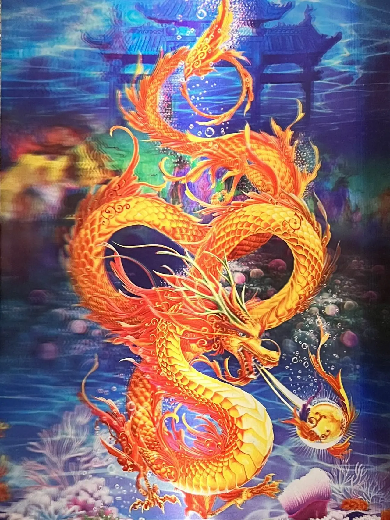 3D Motion Holographic Art Wall Lenticular Poster For Room Wall Decor - Dragon