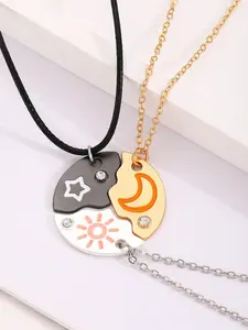 Moon Day Star Pendant Necklace Set, 3-Piece Friendship Jewelry, Bff Fashion Necklaces, Perfect Match Gift, Graduation Memorial