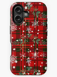 Soft Cactus Christmas Snowflake Tartan Iphone Case Phone Case Phone Cases Phone Cover Hard Case Tough 2-Piece Phone Case