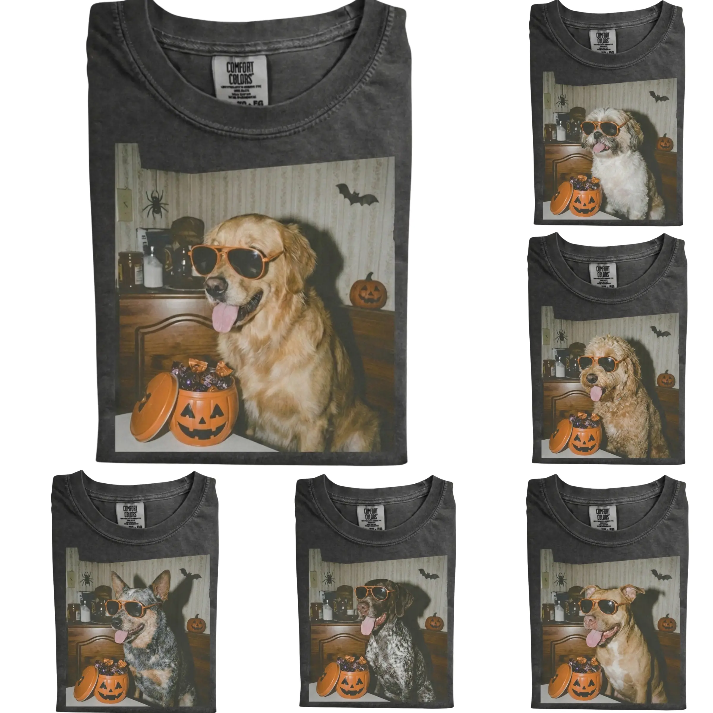 Comfort Colors 50+ Dog Breeds Available Spooky Dog Shirt, Cute Halloween Dog Graphic Tee, Vintage Retro Pet Shirt, Funny Dog Lover Gift, Casual Unisex Apparel