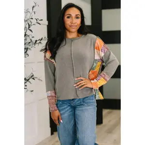 Sweet as Pie Color Block Relaxed Long Sleeve