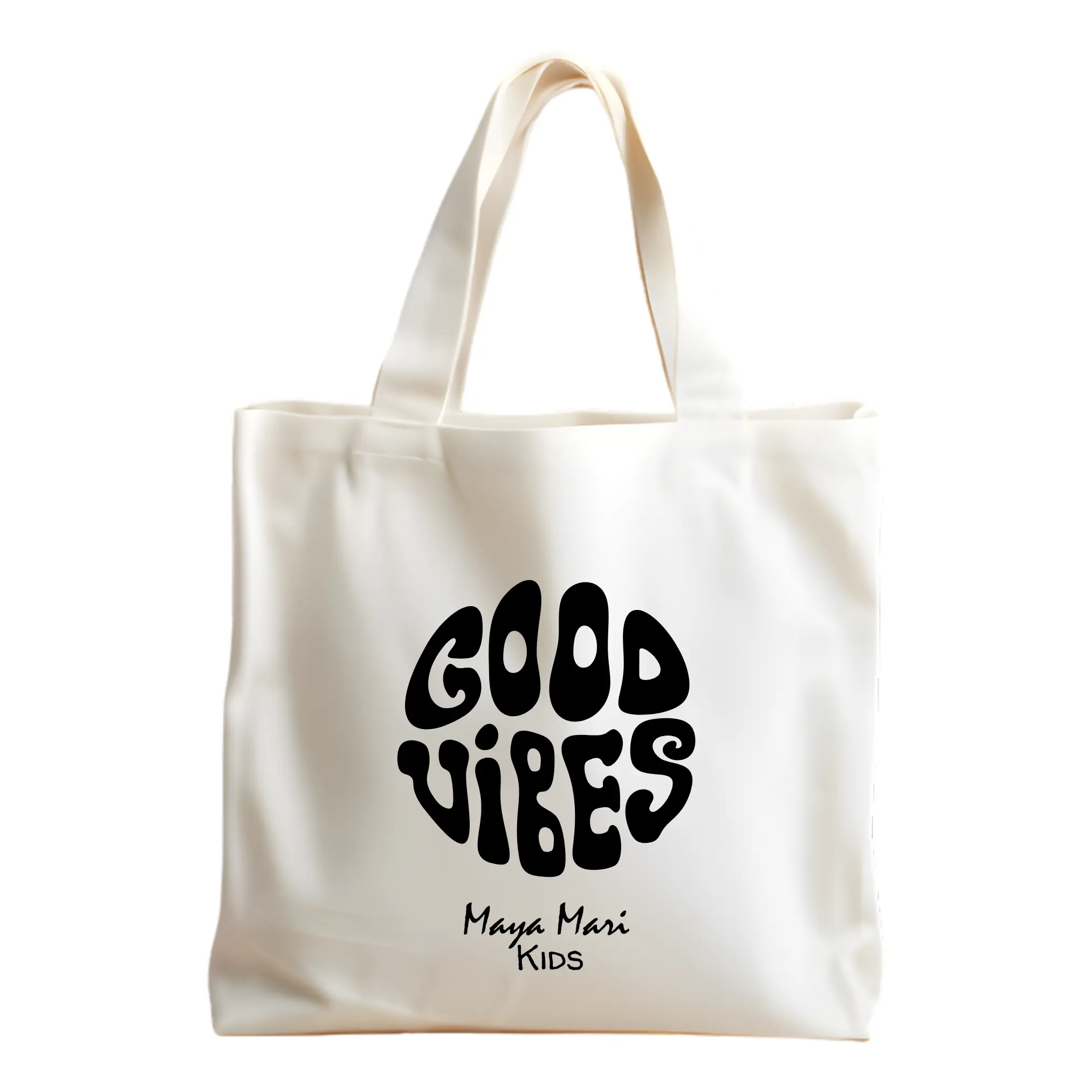 Good Vibes Reusable Eco Tote, Women's Retro Print All-Purpose Bag, Lightweight and Portable for Beach Days or Errands, Lightweight Tote, Portable Eco Tote