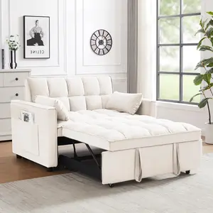 SZLIZCCC Convertible Sofa Bed 3 in 1Multi-Functional Sleeper Couch, Futon Pull Out Bed,Velvet Loveseat Chaise Lounge with Side Pockets and Pillows, Modern Sleeper Sectional Sofa