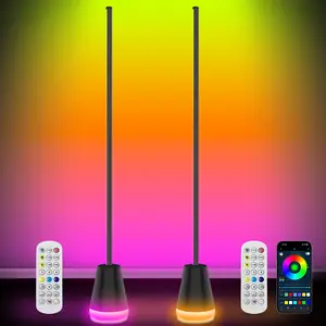 2 Pack RGB Corner Floor Lamp, Smart LED Lamp with Music Sync, App Remote & Button Control, 16 Million Colors for Gaming Room Bedroom Living Room