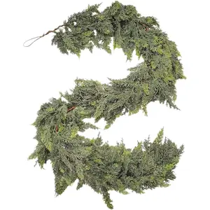 1 count 6FT Christmas Garland, Artificial Norfolk Pine Garland with Hanger for Door Frame, Fireplace Mantel  Decor, Realistic Green Cedar Pine  Holiday Decor for Christmas Party