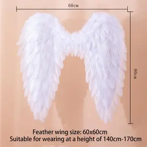 Halloween Angel Wings for Adult Feather Angel Costume for Women Girls Halloween Cosplay Costume Accessories Masks White 45Cmx45Cm