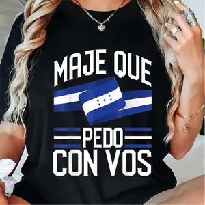 100% Cotton Summer T Shirts  Honduras Flag T-Shirt With Round Neck And Short Sleeve Print, Catracho Pride, Maje Que Pedo Con Vos T-Shirt For Men and Women