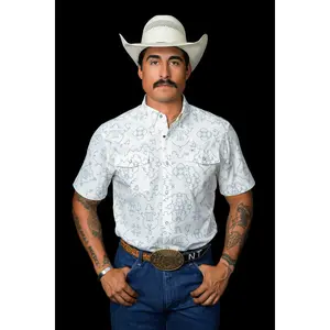 The Carson in White - Short Sleeve Snap