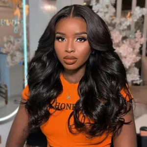 Wiggins Hair 250% Density Pre Cut Ready and Go Glueless Wig Pre Bleached Body Wave 7x4 Lace Closure Wig Human Hair Pre Plucked 7x5 Closure Wig
