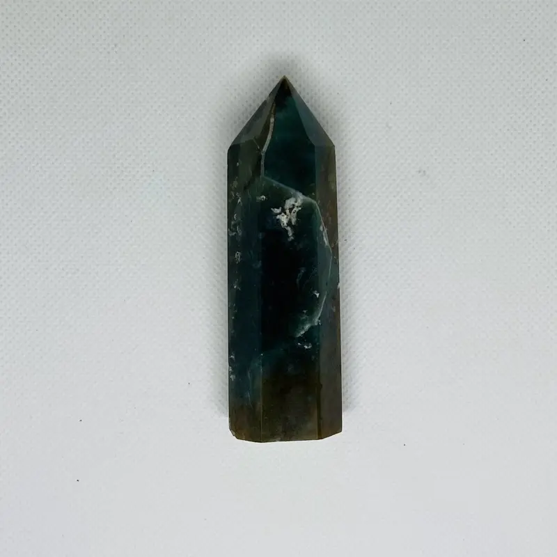 Moss Agate Tower - Natural Green & Brown Stone Healing Crystal for Meditation & Decor
