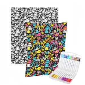 DIY Coloring Blanket Kit with 24 Vibrant Markers, Permanent Creative Art Quilt for Kids and Teens, Personalized Home Decor and Birthday Gift Set