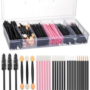 300pcs Disposable Makeup Tool Kit, Brow brush/Mascara brush/Lip Applicators/Eyeshadow applicators/Eye liner brush, Makeup Disposable Accessories With Organizer Box #makeuptools Cosmetic Plastic