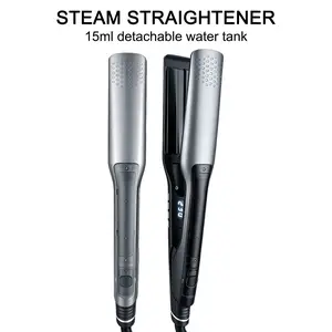 Summer Wins-Hydrating Steam Hair Straightener, 12 Inch Titanium Ceramic Ionic Flat Iron, Vapor Infusion for Less Frizz & Healthier Hair