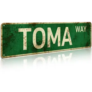 Funny Tomato "TOMA WAY" Aluminum Wall Sign - 8×12 Inch Retro Vintage Street Style Metal Plaque, Home Decor for Garages, Home Bars, Living Rooms, Ideal Gift for Garden & Kitchen Enthusiasts, Housewarming Present for Man Cave Fans