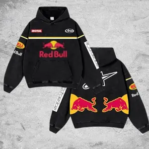 Redbull Sport Racing Retro Unisex Washed Hoodie Hoodie Motor World Champion Enthusiast Apparel Streetwear Helmet Racing Team Super Motorsports Clothing Riders Motocross Off-Road Dirt Bike Fan Gear Cotton For Motor Fan