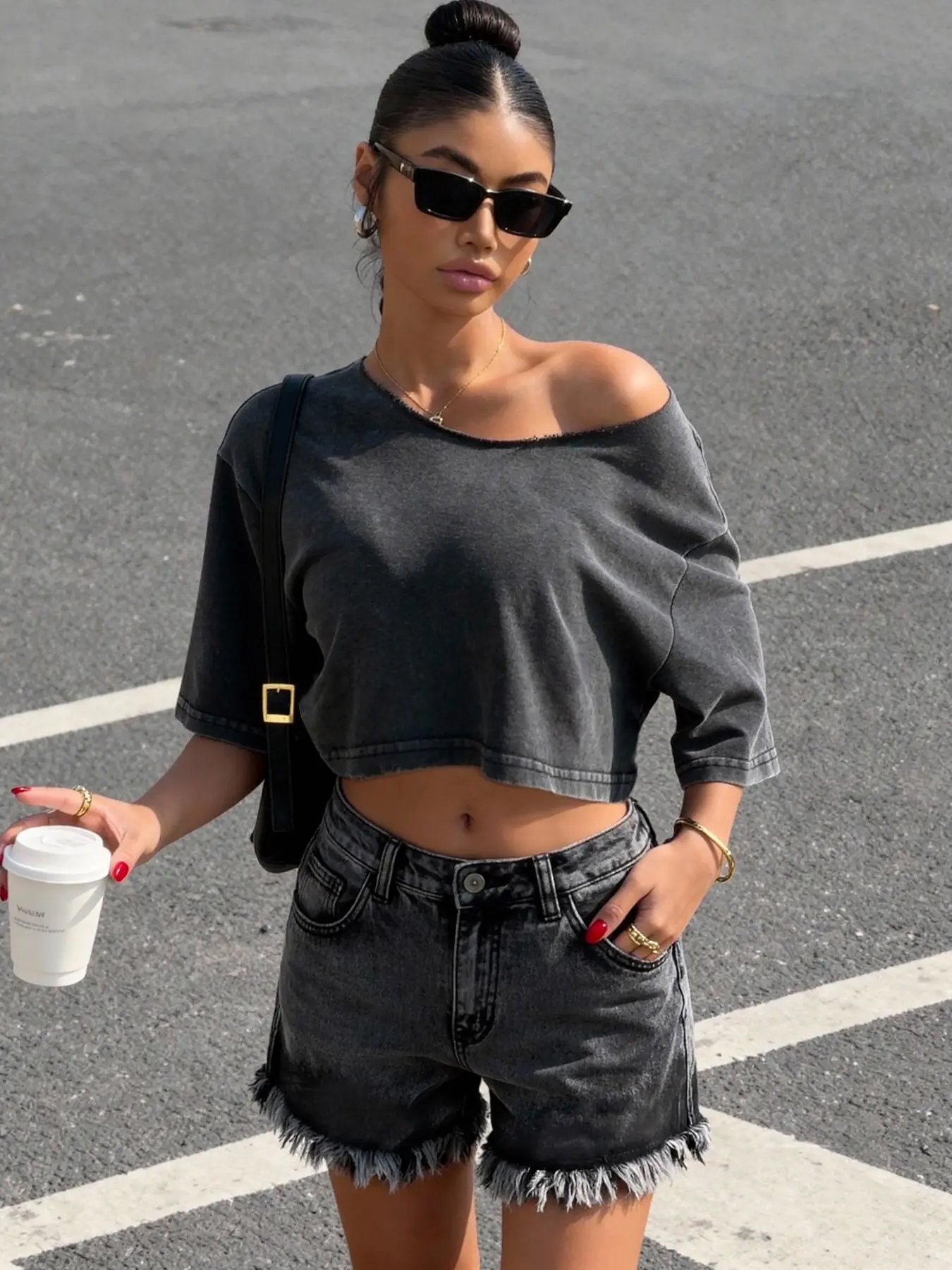 Women's Asymmetrical Crop Top Short Sleeve, Summer Casual Loose Fitted Cute Loose Fit, Plain Basic Minimalist Sporty Streetwear Style, Ideal for Daily Commute, Leisure, and Fitness, Casual Streetwear Tops