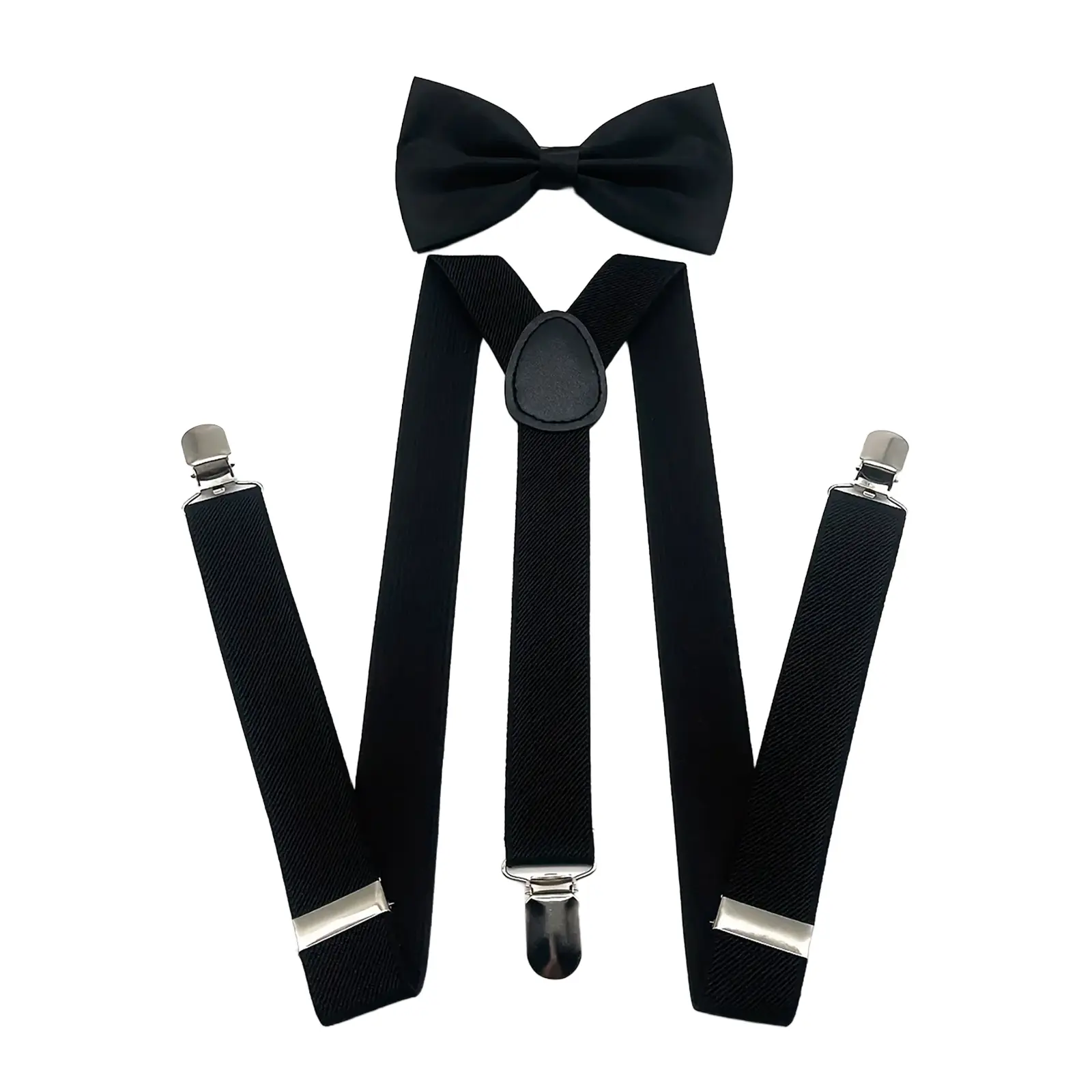 OIDEA Men's Elastic Blend Suspenders and Bow Tie Set - Retro 80s Y-Back Adjustable Straps Clip-On, Ideal for Dads, Weddings, Wedding Party Gifts, Any Guy's Formal Events, Male, 30% Polyester, 70% Elastic Band, Bowtie, Wedding Events
