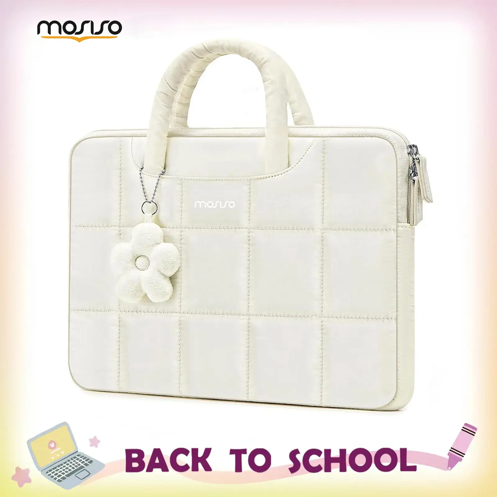 MOSISO Puffy Laptop Sleeve with Handle, Quilted Computer Bag for 13-13.3 / 15-16 Inch Laptop, Protective Laptop Case Compatible with MacBook Air/Pro, HP, Dell, ASUS, Lenovo Notebook
