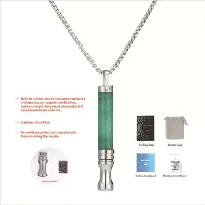 Tiger Eye Energy Stone Breathing Resistance Necklace with Built-in Cotton Wick Aromatherapy Stress Relief Meditation Anxiety Relief Jewelry Titanium Steel Hypoallergenic