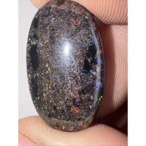 17ct Australian Andamooka Black Matrix Rainbow Opal Gemstone Cabochon 25x15mm