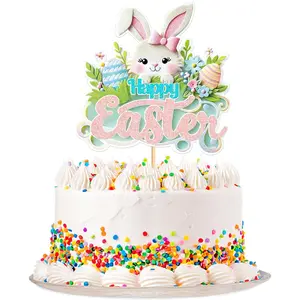 1 Pc Rabbit Bunny Easter Cake Topper Easter Party Cake Decorations (Style 7)