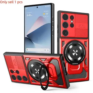 360° Rotatable Smartphone Case with Speaker, Shockproof Phone Protective Cover, Phone Accessories Compatible with Samsung Galaxy S25 Plus S25 Ultra S25 Edge, Casing