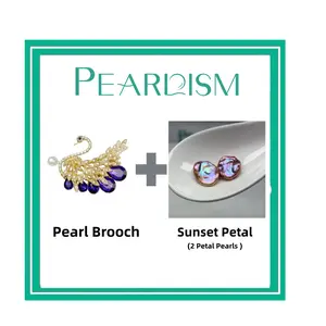 【Joey】Swan Pearl Brooch  + Sunset Petal pearl   (Min 1 pcs pearl as gift) [Open in live]｜Freshwater Deep Petal Seedless Pearl -