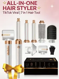 7-in-1 Styling Hairbrush 110,000 RPM High-Speed Hot Air Brush Hair Styling Brush High-Temperature Curling Iron Straightening Brush Volumizing Hairbrush Airflow Curler tiktokshopspringglowup,summervibes
