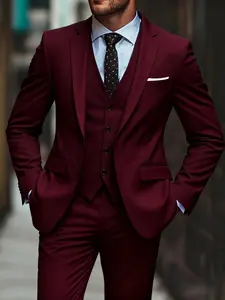 Men's 3pcs Slim-Fit Black Suit Set with Vest, Pants & Notched Collar - Wedding, Business, Prom, Funeral Tailoring - All-Season Formal Wear (No Stretch) - Complete Suit Jacket & Trousers Outfit Long Sleeve Menswear Collared