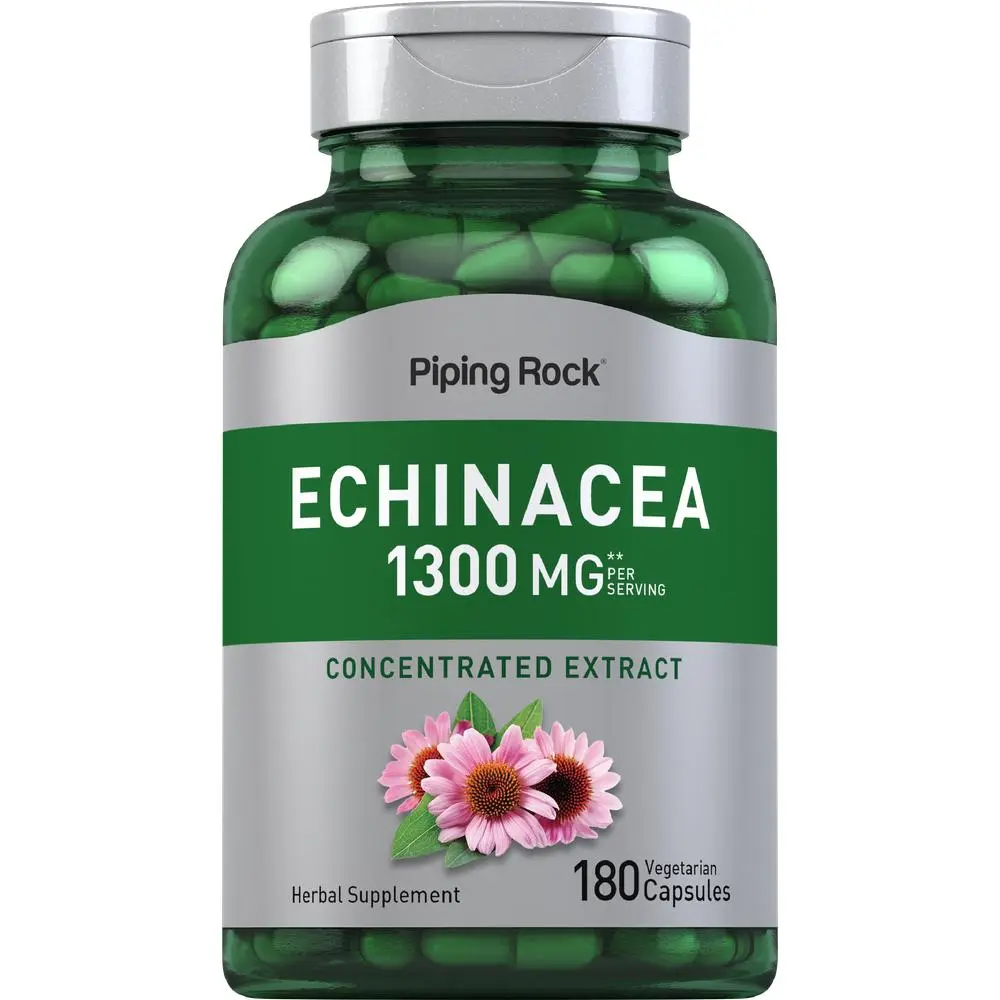 Piping Rock Echinacea Extract Capsules 1300mg | 180 Count | Herbal Supplement | Vegetarian, Gluten Free, Non-GMO