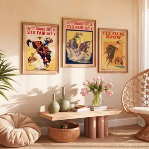 Rodeo Publicity Posters Set of 3 Unique Cowboy Action Posters Thrill Rodeo with These 3 Unique Cowboy Action Posters – Poster