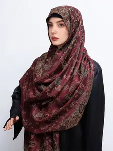 Women's Paisley Instant Hijab, Boho Style Long Scarf for Women, Fashionable Modesty Soft Comfortable Hijab for Muslim Daily Wear, Turban Hijab,Jacquard Head Scarf, Pashmina Hijab