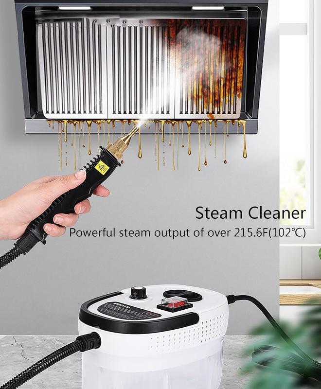2500W Handheld Steam Cleaner, high-temperature and high-pressure steam cleaner, portable car steamer with 16 accessories, suitable for kitchen grease, car detailing, and bathroom cleaning.