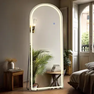 Arched Full Length Mirror with Light - 20"*63" LED Floor Standing Mirror with 3 Color Lights & Wall Mounted for Bedroom, Dressing Room, Living Room, Bathroom,house white official tiktok Decor Aluminium mirrors mirrors full length