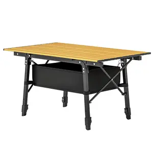 Sturdy X shaped support aluminum folding picnic table portable lightweight with carry bag for camping BBQ beach garden event