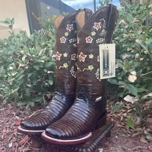 Lizard Print Cowgirl Boots Square Toe